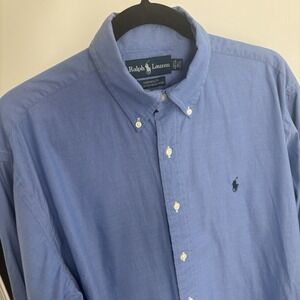 Ralph Lauren Yarmouth 100% Cotton Pinpoint Oxford Shirt Size 15,5 32/33 Blue